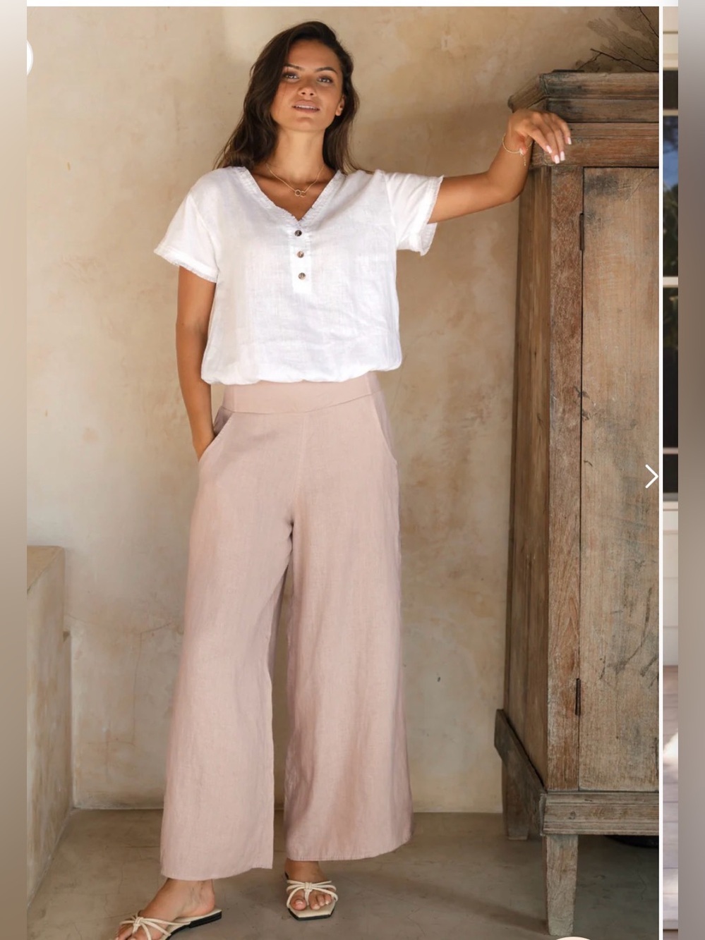 NWT Nomad the Label Portillo French Linen Pants in Tea Rose